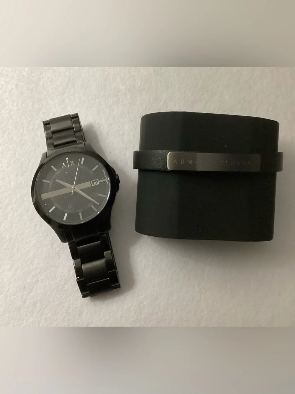 A/X Armani Exchange Black Stainless Steel Bracelet Watch Gift Set 46mm